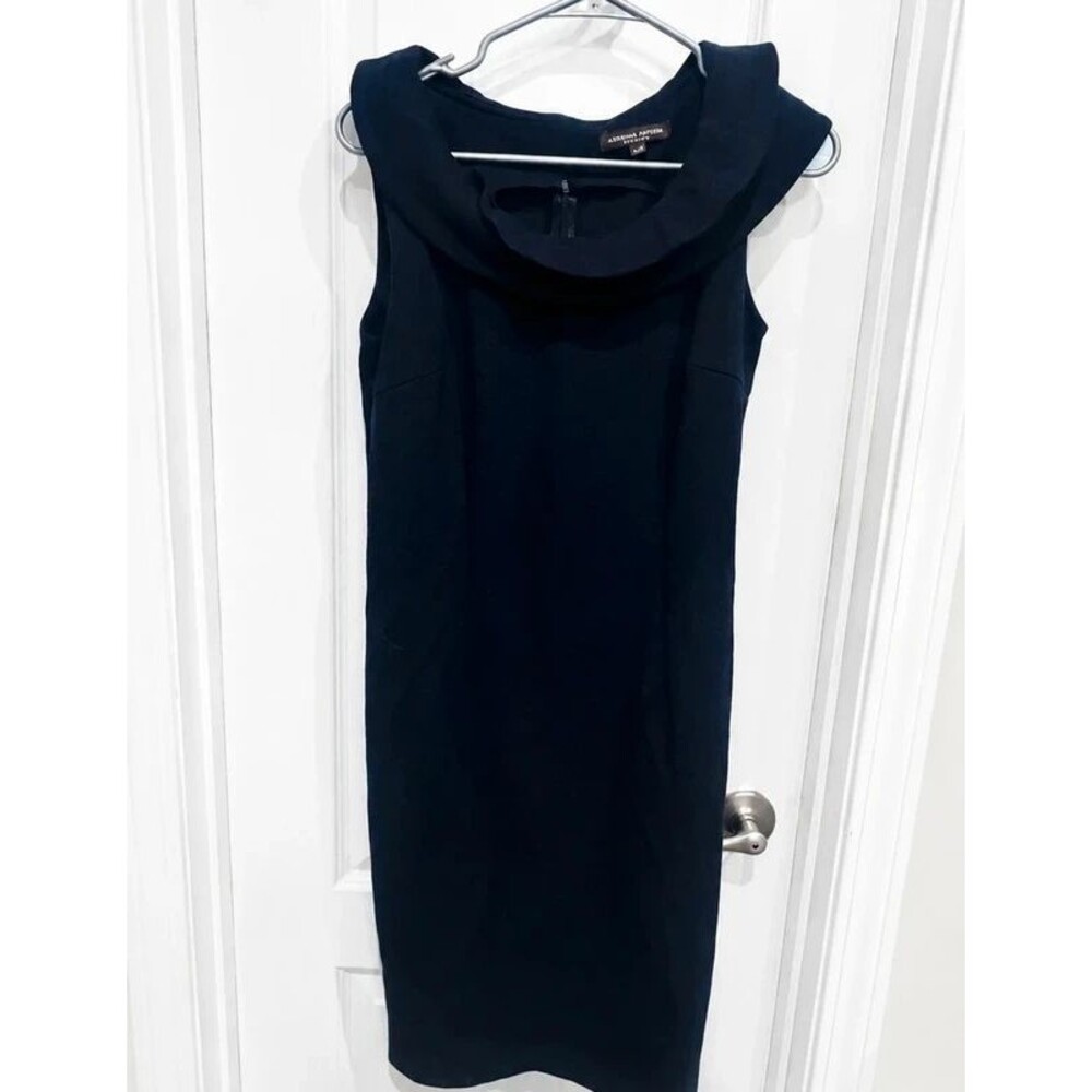Adrienne Vittadini Women’s Size 6 Navy Sleeveless Cowl Neck Sheath Dress
